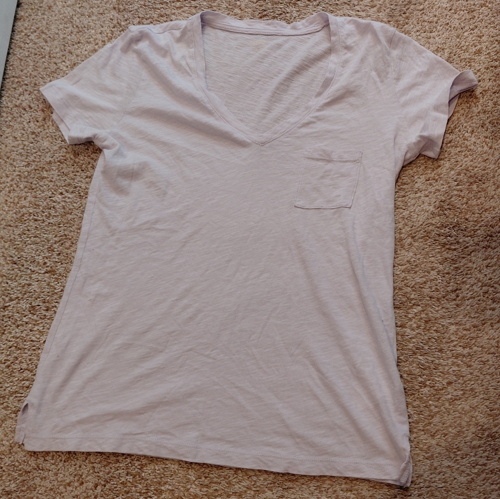 Madewell Light Lavender V-Neck Pocket Tee Small